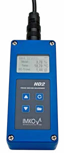 HD2 display: moisture, temperature, individual readings and running average on one screen