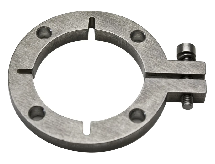 Split mounting flange — clamps the body at the wall and sets insertion depth