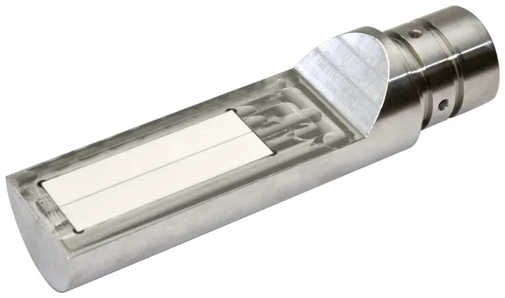 Replaceable stainless steel head with rectangular ceramic window